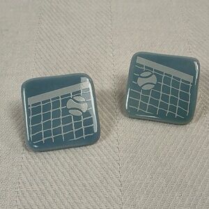 Porcelain 80’s Tennis Theme Earrings